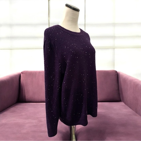 Liz Claiborne XL Purple Sequin Sweater Holiday Fall Winter Christmas - Picture 2 of 6
